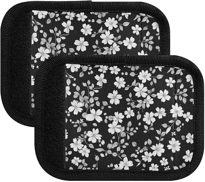 4Pcs Luggage Handle Wrap Suitcase Identifier Handle Covers Tags Soft Travel Bags Luggage Handle Gripper Accessories for Airplane Flying White Flower