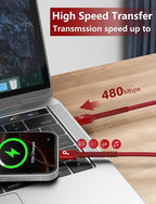 USB C Cable 10FT, 2Pack USB A to USB C Charger Cable, Type C Cable 3A Fast Charging Upgraded Extra Durable Braided USBC Cord Compatible with iPhone 17/16 15 Pro Max/Samsung Galaxy S23 and More-Red