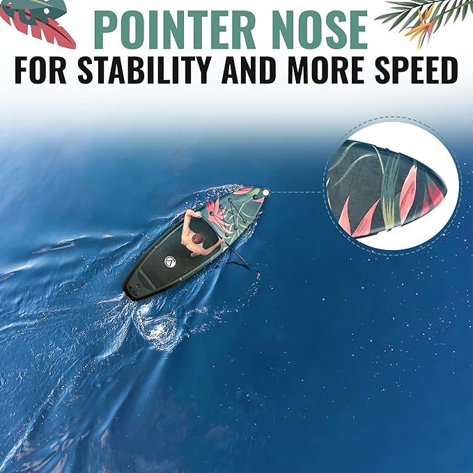 Crew Axel Inflatable Paddle Board 10’33’6” Extra Wide & Lightweight (18lb) Paddle Board – Premium SUP Set Includes 2 Bags, Floating Paddle, Camera Mount, 3 Fins, Dual Pump Kit