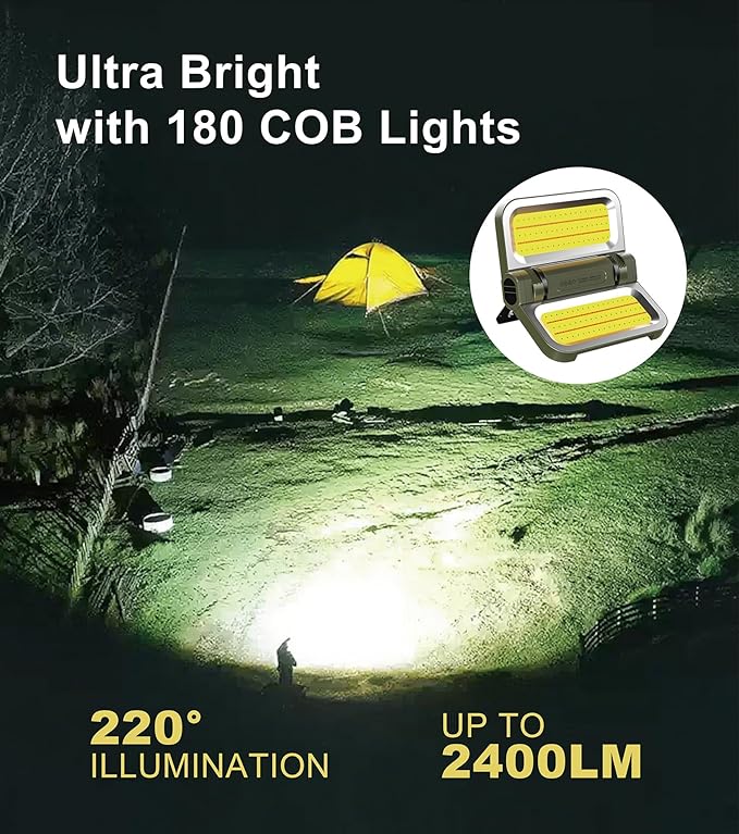 2400LM Rechargeable Camping Lantern – Folding Portable Solar Camping Light for Tent & Power Outages, Magnetic Base, 1/4" Screw Adapter, USB-C & Solar Powered for Hiking,Outdoors