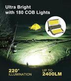 2400LM Rechargeable Camping Lantern – Folding Portable Solar Camping Light for Tent & Power Outages, Magnetic Base, 1/4" Screw Adapter, USB-C & Solar Powered for Hiking,Outdoors