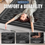 King Air Mattress with Built-in Pump, 18" Top Inflatable Mattress with Waterproof Flocking Fabric, Three-Minute Quick-Inflatable Bed. Portable Blow Up Mattress for Home, Outdoor and Guests