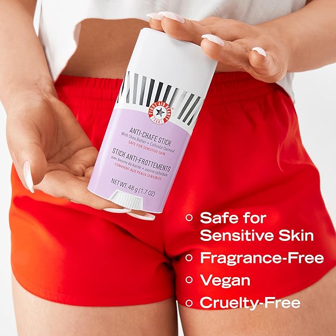 First Aid Beauty - Anti-Chafe Stick with Shea Butter and Colloidal Oatmeal, Clear Sweat-Resistant Chafe Guard Keeps Skin Comfortable for 10K Steps, Safe for Sensitive Skin, Vegan, Cruelty Free, 1.7 oz