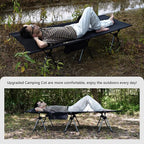 MOON LENCE Height Adjustable Camping Cot - Supports 330 lbs, Portable Folding Bed with Leg Extenders & Camping Pillow for Camping, Hiking, Sleeping, 1 Pack, Black
