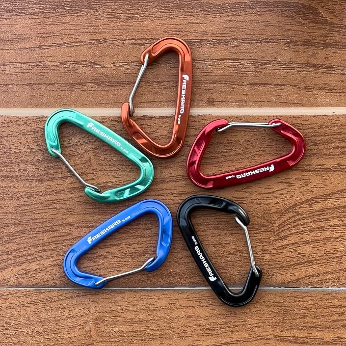 FresKaro 15kN-3372lbs Heavy Duty Wiregate Carabiners, Reliable Time-Tested Stainless Steel Spring Gate, for Camping, Hiking, Hammocks, Backpacking, Dog Leash etc., 3.15inch