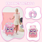 Kids Carry On Luggage with Wheels Softside Kids Suitcase for Girls Airline Approved & Girls Multi-function Carry Bag 4pcs Set