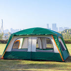 KTT Large Family Cabin Tent 10-12 Person,14.1X10X6.58ft,2 Rooms,3 Storage Pockets,2 Bay-Windows 3 Doors and 3 Windows with Mesh,Straight Wall,Waterproof,Double Layer,Big Tent for Outdoor,Camping