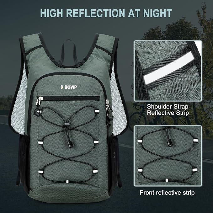 BOVIP Lightweight Hydration Back,15L Multipurpose Hiking Backpack with 1.5L Water Bladder ,Hydro Water Daypack for Cycling Hiking Rave for Men Women