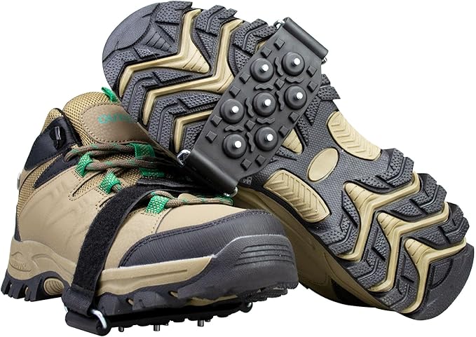 Mid-Sole Snow Traction Cleats for Shoes and Boots - 7 Studs Ice Grippers with Adjustable Straps - Walking on Snow and Ice - Women & Men