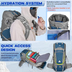 IGOLUMON 60L Hiking Backpack Waterproof Camping Backpack with Rain Cover Large Lightweight Backpacking Backpack for Men Women