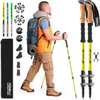 Foxelli Trekking Poles – Lightweight Collapsible Aircraft Grade Aluminum Hiking Poles with Cork Grips Quick Locks & All-Terrain Accessories – Pair of 2