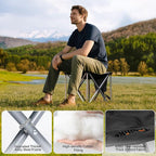 Upgraded Padded Camping Stool with Storage Bag 18 Inch Oversized Folding Foot Rest Portable Heavy Duty Camp Stool Supports 450LBS with 4 Reinforced Steel Tubes for Outdoor Hiking Fishing Lawn Travel