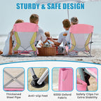 Lamberia Folding Beach Chair for Adults, Portable Low Beach Chairs with 300lbs Capacity, Lightweight Fodable Camping Chair for Travel, Picnic, Concert & Outdoor Activities, Pink-Yellow