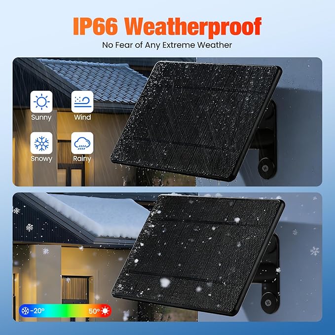Solar Charger Only Compatible with Battery Doorbell (Type-C Port) Waterproof Continuously Solar Panel, Adjustable Panel