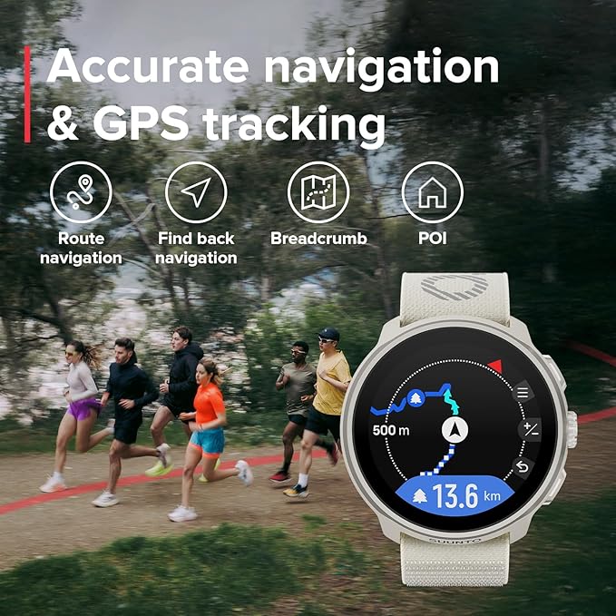SUUNTO Run Sports Watch, 1.32" AMOLED Touchscreen w/Crown Button, 12D Battery Life, Dualband Accurate GPS, Wrist Heart-Rate & Sleep Health Tracking, 35g Lightweight & 4GB Offline Music, Frost Gray