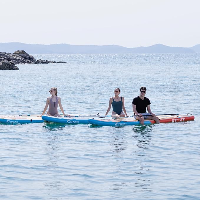 UPWELL 11’6”/11'2”/11'/10'8”/10'6”/10'2” Inflatable Stand Up Paddle Board with sup Accessories Including Backpack, Repairing Kits, Non-Slip Deck, Leash, 3 Fins, Paddle and Hand Pump