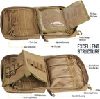 WYNEX Tactical Admin Pouch With Tri-Fold Open Design, MOLLE Tool Pouch, First Aid Pouch, EDC Utility Pouches, Tools Bag Attachment Organizer - Includes U.S.A Flag Patch