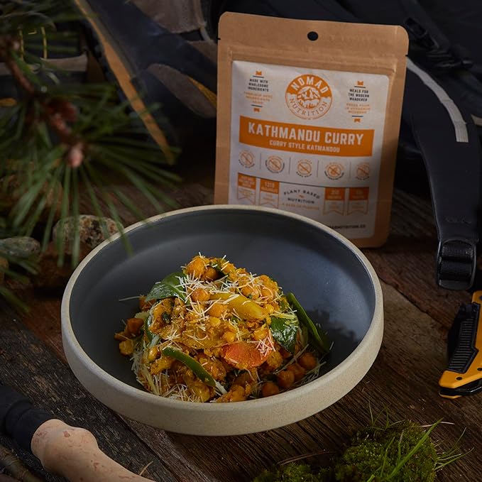 Nomad Nutrition Kathmandu Curry | Instant Freeze Dried Backpacking & Camping Food | Plant-Based, Non-GMO Hiking Meals with High-Energy, Vegan, Gluten-Free | 56g - 2 Pack