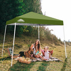EAGLE PEAK 10x10 Slant Leg Pop-up Canopy Tent Easy One Person Setup Instant Outdoor Beach Canopy Folding Portable Sports Shelter 10x10 Base 8x8 Top (Grass Green)