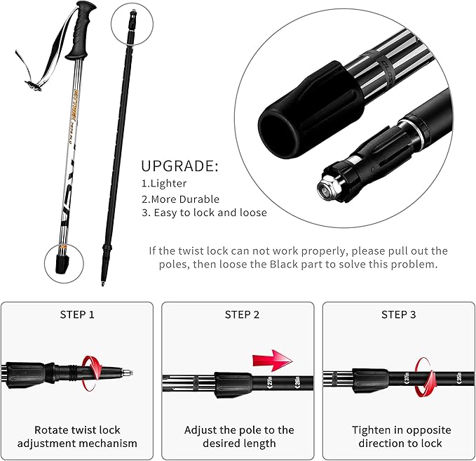 Hiking Poles for Kids - Ultralight Nordic Walking Sticks - Telescopic Child Trekking Poles Collapsible 2 Pack
