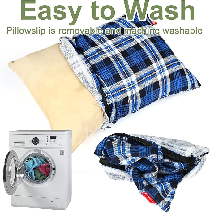 Outdoor Camping Pillow Lightweight, Compressible, Flannel Travel Pillow Cases, Washable Removable Pillow Cover Camping and Backpacking Blue