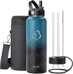 BUZIO 40oz Insulated Water Bottle with Straw, Stainless Steel Double Wall Sports Wide Mouth Water Bottle, BPA-Free Flex Cap and Straw Lid, Keep Cold for 48 Hrs, Hot for 24 Hrs, Starry Indigo