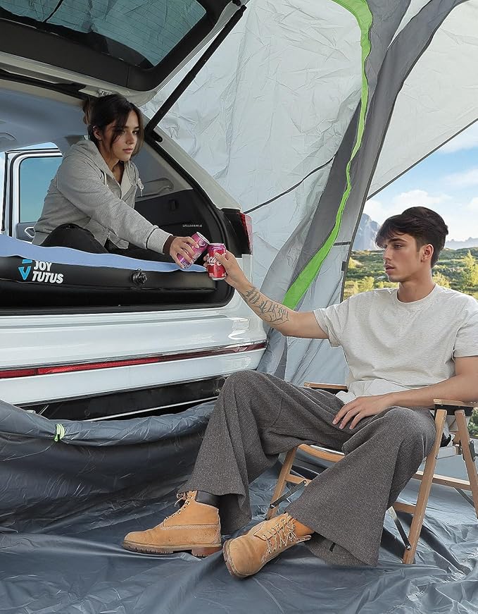 JOYTUTUS SUV Mattress for Car Camping, Upgraded Flocking and Extra Thick Oxford Surface SUV Air Mattress,Camping Bed Mattress with 2-in-1 Air Pump, 2 Pillows & Carry Bag (Blue)