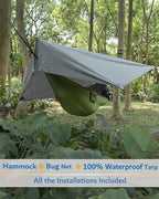 Sunyear Camping Hammock, Portable Single & Double Hammock with Net, 2 Person Hammock Tent with 2 * 10ft Straps, Best for Outdoor Hiking Survival Travel