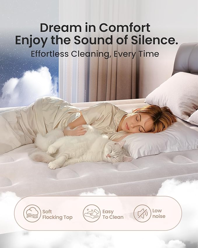 OhGeni Twin XL Air Mattress with Built in Pump for Guest, 18'' Colchon Inflables Blow Up Air Bed with Carrying Bag for Camping, Raised Elevated Double Airbed, Foldable & Portable Air Mattress, Black