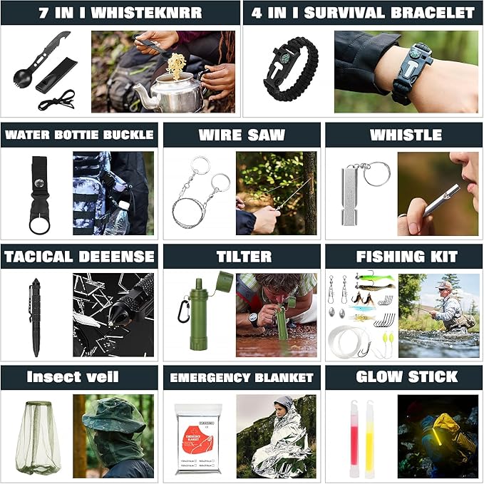 Professional Survival Gear Set - First Aid Kit and Large Camping Backpack, Camping Equipment for Adventure Outdoor Hiking Adventurers