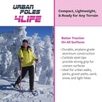 Urban Poling - Urban Poles 4Life - Lightweight, Aluminum Nordic Walking Sticks - Pink & Silver - 1 Pair – for Users 4'2"–6'2" - Collapsible & Adjustable Hiking Gear