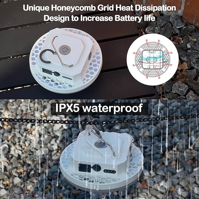 10000mAh Rechargeable Hanging Tent Lighting, Portable 30W 4000LM LED Camping Lantern with Magnet, 4 Lighting Modes, IPX5 Waterproof LED Flashlight for Emergency