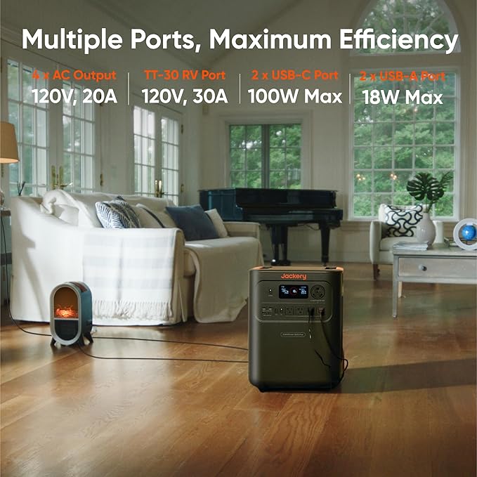 Jackery HomePower 3600 Plus Portable Power Station with AC Cable and 2x 200W Solar Panels, 3600W AC Output, 3584Wh Solar Generator, Expandable up to 43kWh, Essential Home Backup for Home Use