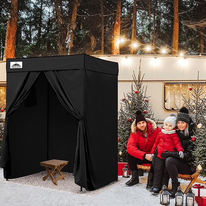 EAGLE PEAK Flex Compact 5x5 Pop-up Canopy Changing Room, Portable Privacy Dressing Room for Indoor Fashion Photoshoots, Camping, or Pool, Black