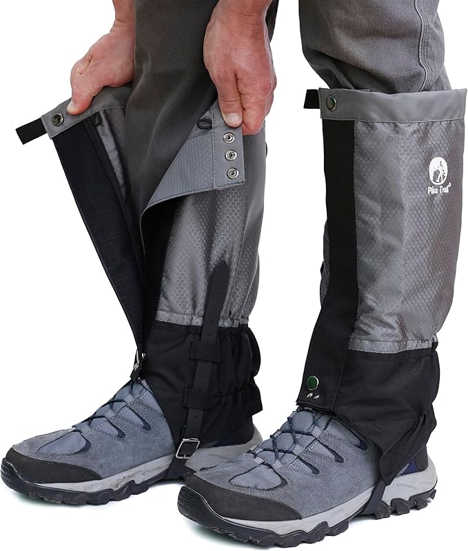 Pike Trail Adjustable Leg Gaiters - Lightweight, Waterproof - Leg Guards for Men & Women - Hiking Essentials Ideal for Hunting, Trekking & Fishing - 1 Pair
