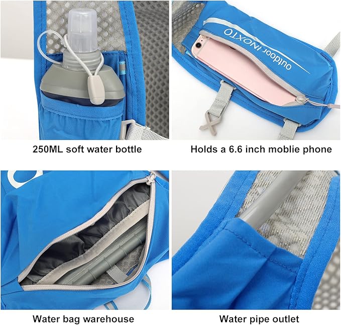 INOXTO Running Hydration Vest Backpack,Lightweight Insulated Pack with 1.5L Water Bladder Bag Daypack for Hiking Trail Running Cycling Race Marathon for Women Men
