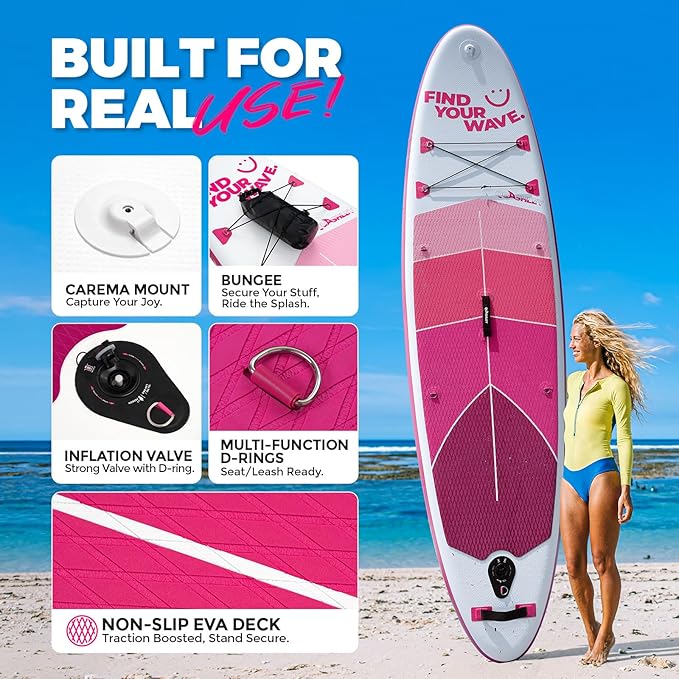 Quashley Inflatable Stand Up Paddle Board,10-11ft Inflatable Paddleboards 32/34 Inch Wide,All Around SUP for Beginners with Lightweight Paddle,Hand Pump,Backpack,Leash,Durable & Portable iSUP Board