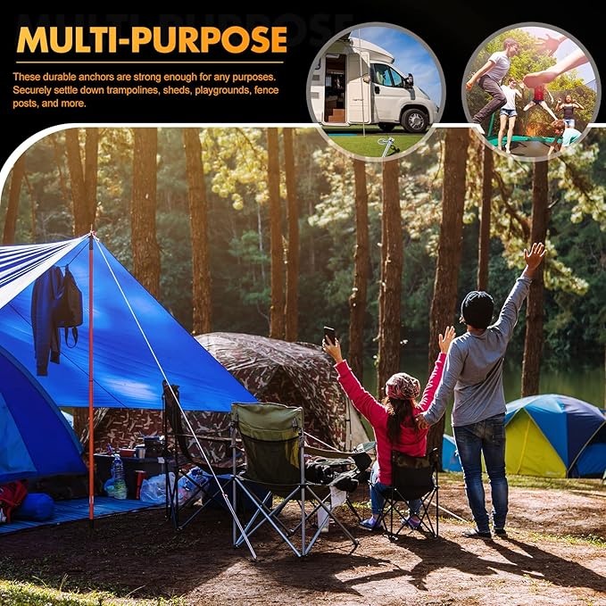 Zhengmy 36 Pcs Ground Anchors Screw in, 12 Inch Heavy Duty Tent Stakes with Trampoline Anchor Hook Ground Stakes for Camping Tent Canopies Ports Sheds Swing Sets Securing Animals (Silver)