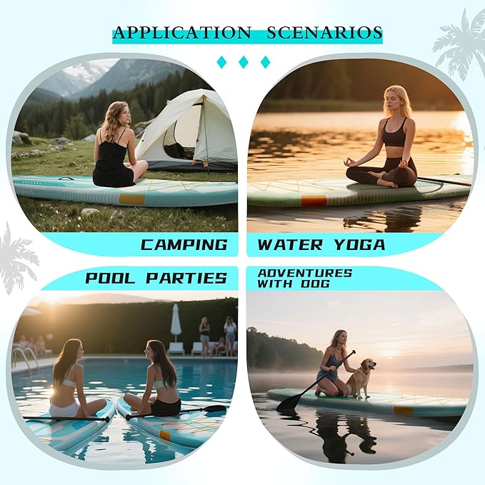 11 ft Extra Wide Inflatable Paddle Board with Accessories, Stand Up Paddleboard for 2 Person, All Around SUP Board for Adults, Fishing, Yoga