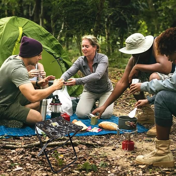Camping Stool, Portable Folding Stool with Carry Bag, 12in Portable Folding Chair Collapsible Camp Stool Outdoor Footstool for Travel Walking Hiking Fishing Picnic Barbecue (Blue/Gray)