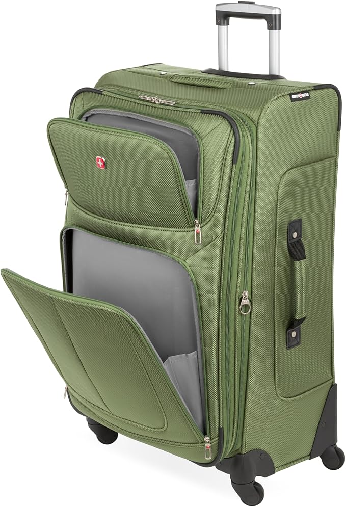 SwissGear Sion Softside Expandable Luggage, Evergreen, Checked-Large 29-Inch