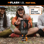 Jetboil Flash Java 1.0L Portable Fast Boil Stove with Silicone French Press and 1-Step Auto Ignition for Camping and Backpacking, New for 2025, Propane/Isobutane Burner with Cooking Cup, Topo