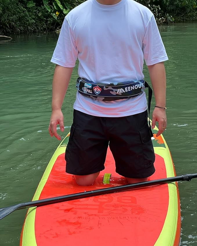 Automatic Inflatable Belt Pack Water Sports Jacket Waist Belt PFD for SUP Paddleboarding Fishing Boating Kayaking（fit 80-330 lbs） (Red camouflage)