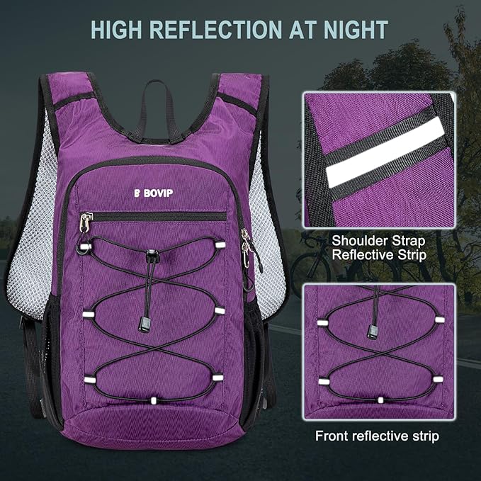 BOVIP Lightweight Hydration Back,15L Multipurpose Hiking Backpack with 1.5L Water Bladder ,Hydro Water Daypack for Cycling Hiking Rave for Men Women