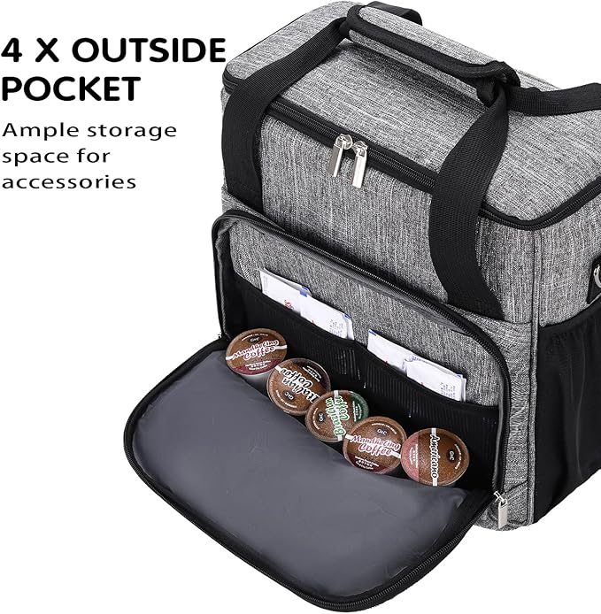 Coffee Maker Carring Bag for Keurig K-Mini/K-Mini Plus, Storage Tote Case for Travel, Grey