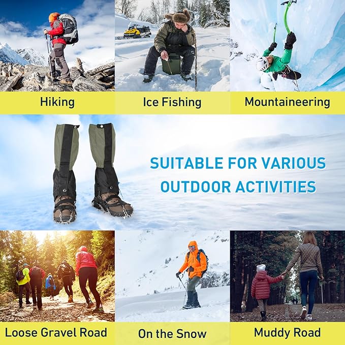 Gaiters for Hiking – Waterproof and Breathable Leg Gaiters for Women and Men Boots, Adjustable Lightweight Shoes Gaiters for Hunting, Hiking, Mountaineering, Snow Gaiters for Hiking Boots