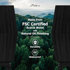 Melino Wooden Folding Outdoor Side Table, FSC Certified Acacia Weatherproof Side Tables, Wood Folding Small Table for Outdoor, Patio, Porch, Pool, Backyard, Garden, Balcony and Deck - Black