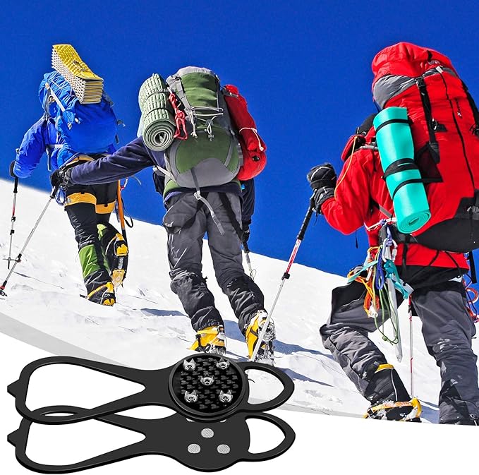 Syhood 2 Pairs Non Slip Gripper Spikes Ice Cleats Snow Traction Cleats Crampons for Women Men Walking Running on Snow Ice