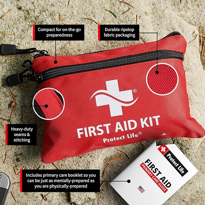 Protect Life Survival First Aid Kit for Home/Business, Camping Survival Kits | Mini Travel First Aid Kit | Camping Equipment | Small Kits for Car | Outdoor Emergency Survivals Pack - 100pcs