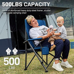EVER ADVANCED Oversized Folding Camping Chair, for Adults Heavy Duty Lawn Chair with Side Pockets, Portable Collapsible Quad Chair for Outside, Support Up to 500lbs, Blue